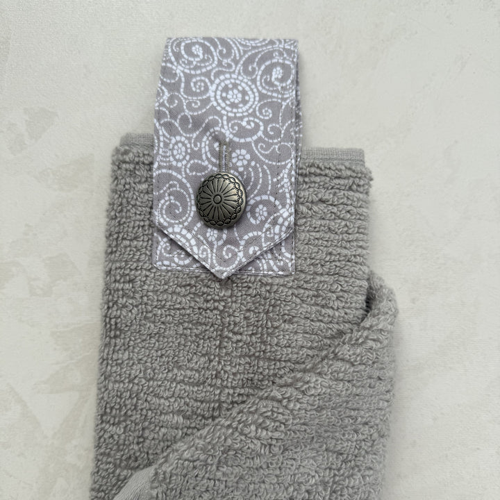 grey looped hanging hand hand towel .  Premium quality hand towel.